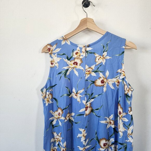 Womens Paradise Found Blue Aloha Hawaiian Dress Size Large Sleeveless - Picture 5 of 8